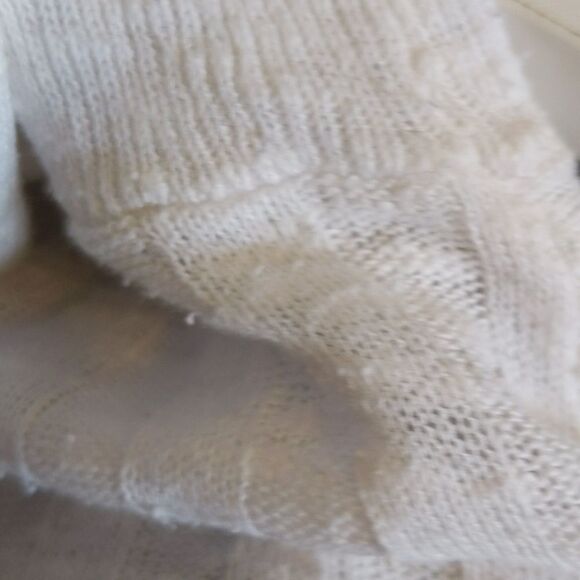 J. Jill white thin knit v-neck sweater, linen & cotton blend, ribbed M - Picture 8 of 9